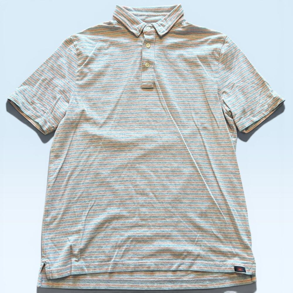 Faherty Polo Shirt Mens Medium Multicolor Stripe Pima Cotton Modal Stretch